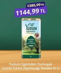 Yudum Egemden Yumuşak Lezzet Natürel Sızma Zeytinyağı 5 lt
