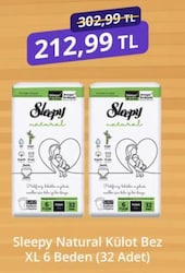 Sleepy Natural 6 Numara X Large 32'li Külot Bez