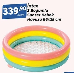 Intex 58924 Sunset 86x25 cm 3 Boğumlu Bebek Şişme Havuz