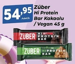 Züber Vegan Fıstık Ezmeli 45 gr Yüksek Protein Bar