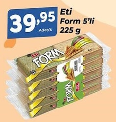 Eti Form Light Kepekli Bisküvi 5x45 gr