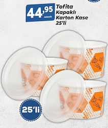 Tofita Kapaklı Karton Kase 25'li