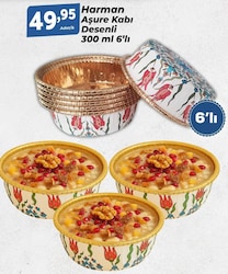 Harman Aşure Kabı Desenli 300 ml 6lı