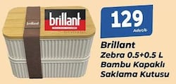 Brillant Zebra 0.5+0.5 lt Bambu Kapaklı Saklama Kutusu