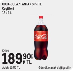 Coca-Cola/Fanta/Sprite Çeşitleri 12x1 l