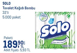 Solo Bambu Katkılı 32'li Tuvalet Kağıdı