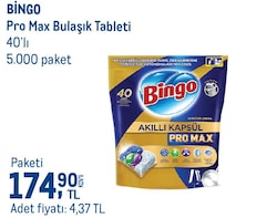 Bingo Akıllı Kapsül Pro Max Bulaşık Makinesi Tableti 40'lı