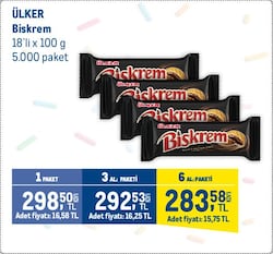Ülker Biskrem Kakaolu Bisküvi 100 gr 18'li