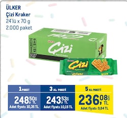 Ülker Çizi Peynirli 70 gr 24'lü Paket Kraker