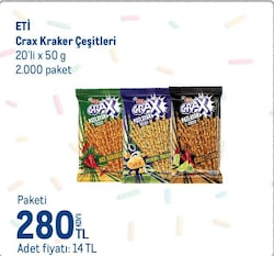 Eti Crax Patlayan Lezzet 50 gr 20'li Paket Acı Baharatlı Çubuk Kraker