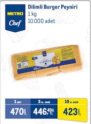Metro Chef 1 kg Dilimli Burger Peyniri
