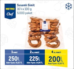 Metro Chef Susamlı Simit 100 g 16'lı 
