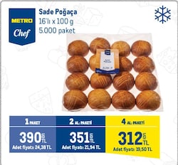 Metro Chef Sade Poğaça 100 g 16'lı 