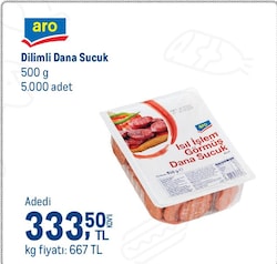 Aro Dilimli Dana Sucuk 500 g 