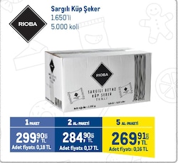 Rioba Tek Sargılı Beyaz Küp Şeker, 4,75 kg, 1650 Adet