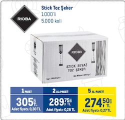 Rioba 4 gr 1000'li Paket Stick Şeker