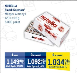 Nutella Kakaolu Fındık Kreması 15 gr 120'li