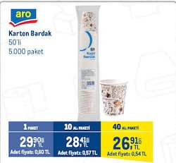 Aro Karton Bardak 50'li 