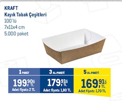 Kraft Kayık Tabak 100'lü 7x11x4 cm Çeşitleri 