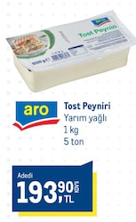 Aro Tost Peyniri Yarım Yağlı 1 kg