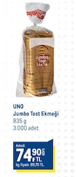 Uno Jumbo Tost Ekmeği 835 gr