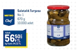 Metro Chef Salatalık Turşusu, 670g, Salamura İçinde, no 1