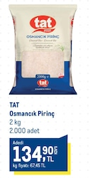 Tat Bakliyat 2 kg Osmancık Pirinç
