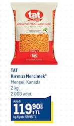 Tat Kırmızı Futbol Mercimek 2 kg