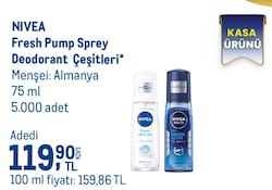 Nivea Fresh Natural 75 ml Kadın Deodorant