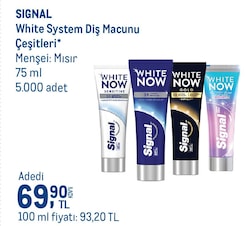 Signal White System Beyazlatıcı 75 ml Florürlü Diş Macunu