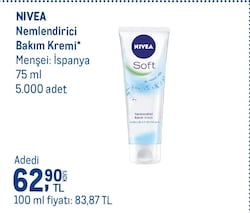 Nivea Soft Tüp Nemlendirici Bakım Kremi 75 ml