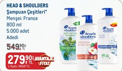 Head&Shoulders Şampuan Çeşitleri 800 ml