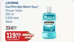 Listerine Cool Mint Ağız Bakım Suyu 250 ml