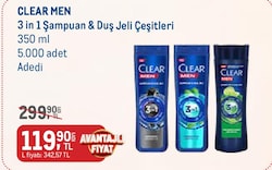 Clear Men 3in1 Şampuan & Duş Jeli Çeşitleri 350 ml
