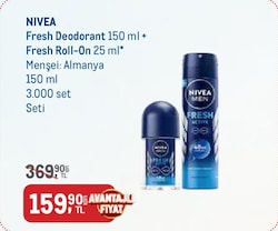 Nivea Fresh Deodorant 150 ml + Fresh Roll-On 25 ml