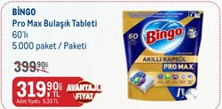 Bingo Pro Max Bulaşık Tableti 60'lı