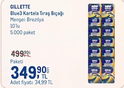 Gillette Blue3 Kartela Tıraş Bıçağı 10'lu