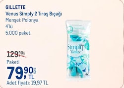 Gillette Venüs Simply 2 Bıçaklı Tııraş Bıçağı 4'lü