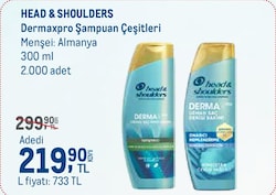 Head&Shoulders Dermaxpro Şampuan Çeşitleri 300 ml