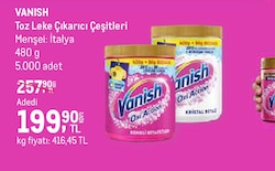 Vanish Toz Leke Çıkarıcı Çeşitleri 480 gr