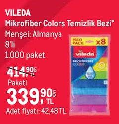 Vileda Mikrofiber Colors Temizlik Bezi 8'li