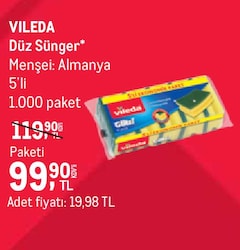 Vileda Düz Sünger 5'li