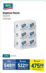 Aro Dispenser Peçete 18x250'li