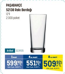 Paşabahçe 52138 Rakı Bardağı 12'li