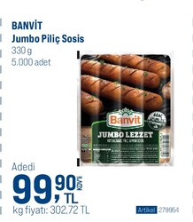 Banvit Jumbo Piliç Sosis 330 g