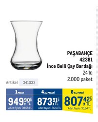 Paşabahçe 42381 İnce Belli Çay Bardağı 24'lü