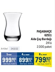 Paşabahçe 62511 Aida Çay Bardağı 242lü