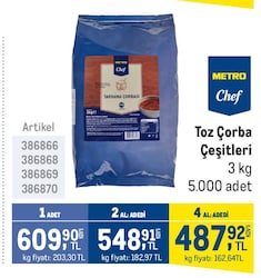 Metro Chef Toz Çorba Çeşitleri 3 kg