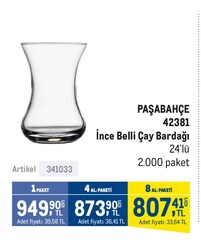 Paşabahçe 42381 İnce Belli Çay Bardağı 24'lü