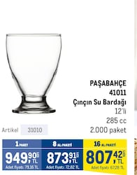 Paşabahçe 41011 Çınçın Su Bardağı 12'li
